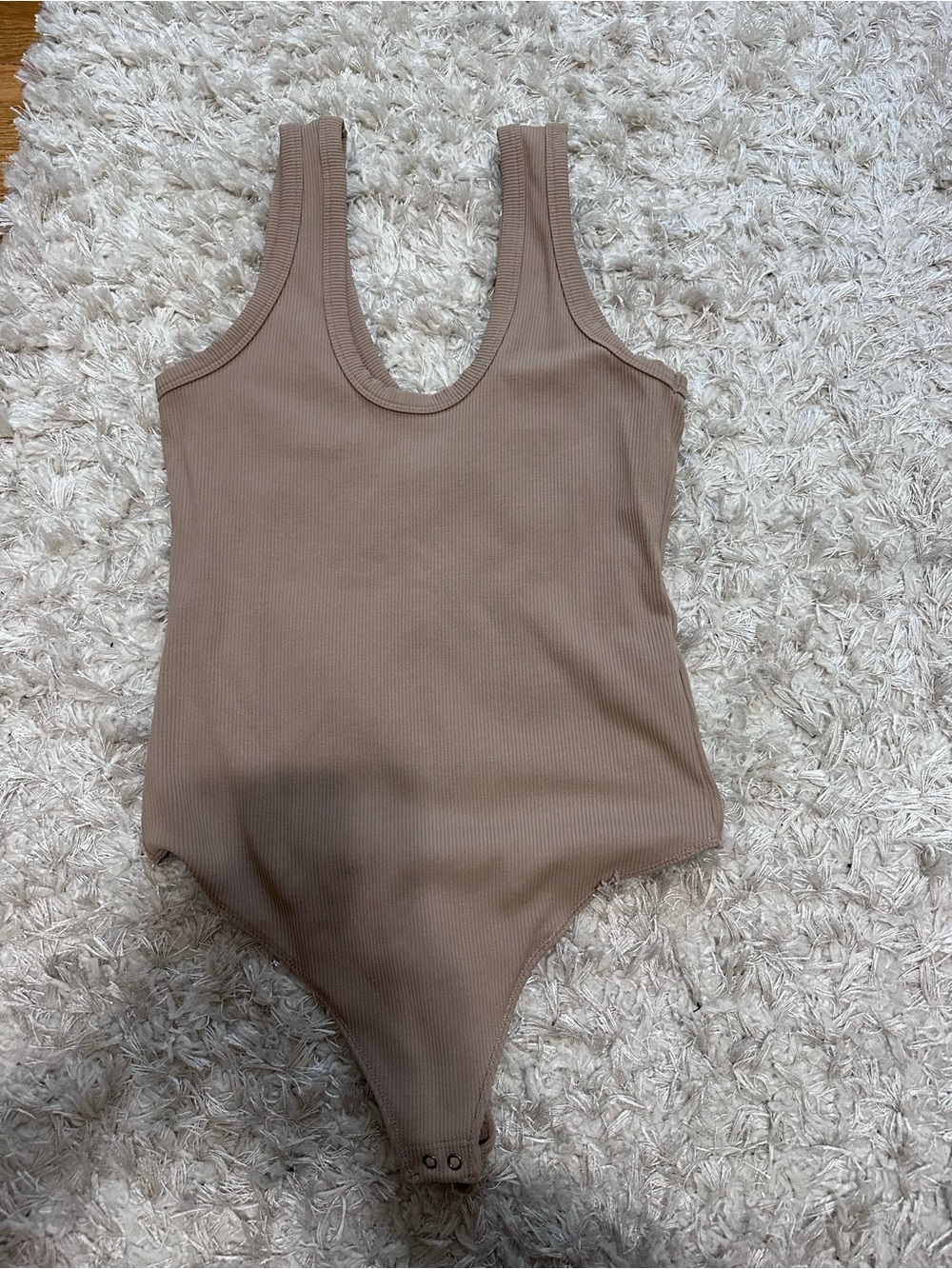 Abercrombie & Fitch Ribbed Tank Bodysuit in Taupe